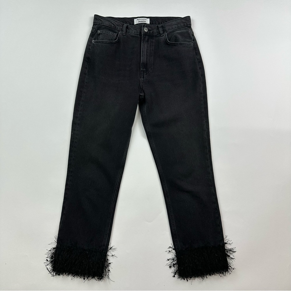 Reformation Jeans Julia Monterey Wash Fringe Hem Ankle Jeans Size 27
